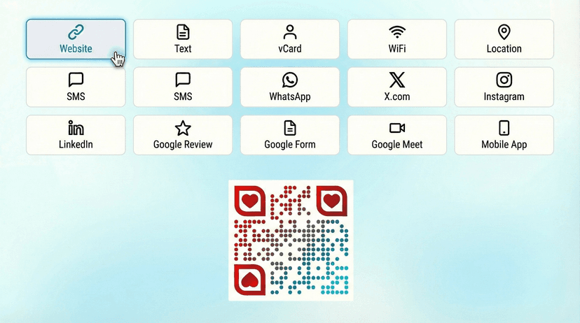 Step 1 - Choose QR content